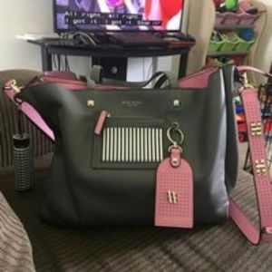 Henri Bendel Gray/pink Influencer Tote